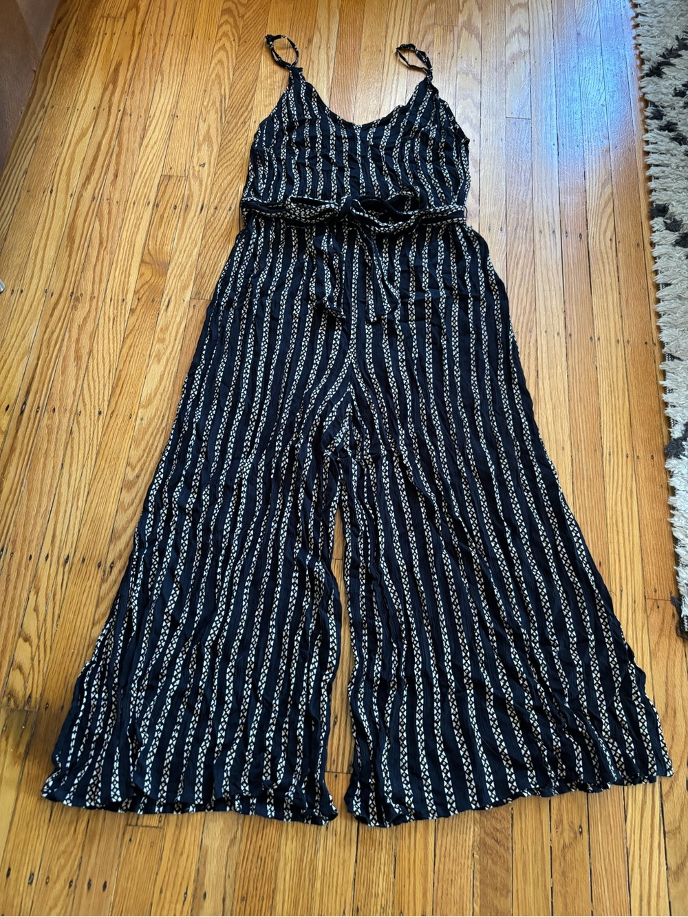 Billabong Black Striped Wide-Leg Jumpsuit with Tie Waist - Picture 5 of 5
